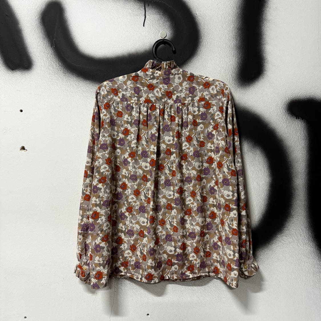 VTG 빈티지 플라워 자카드 풀패턴 셔링 긴팔 블라우스 상품이미지2