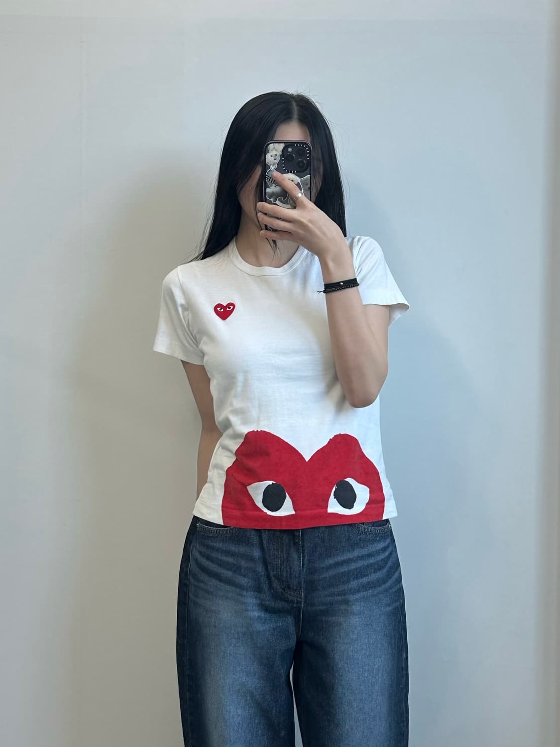 꼼데가르송 플레이 레드엣지 화이트 반팔 티셔츠 상품이미지1