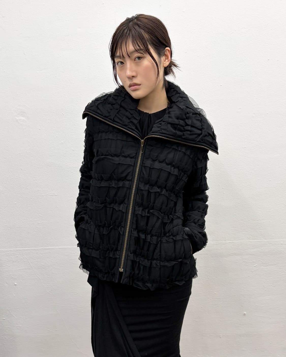 빈티지 레이스 트리밍 하이넥 자켓 상품이미지1