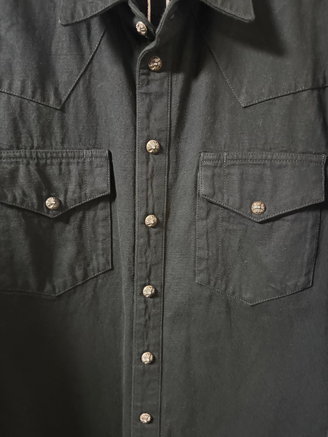 크롬하츠 웨스턴 셔츠 블랙 레더패치 M 상품이미지3