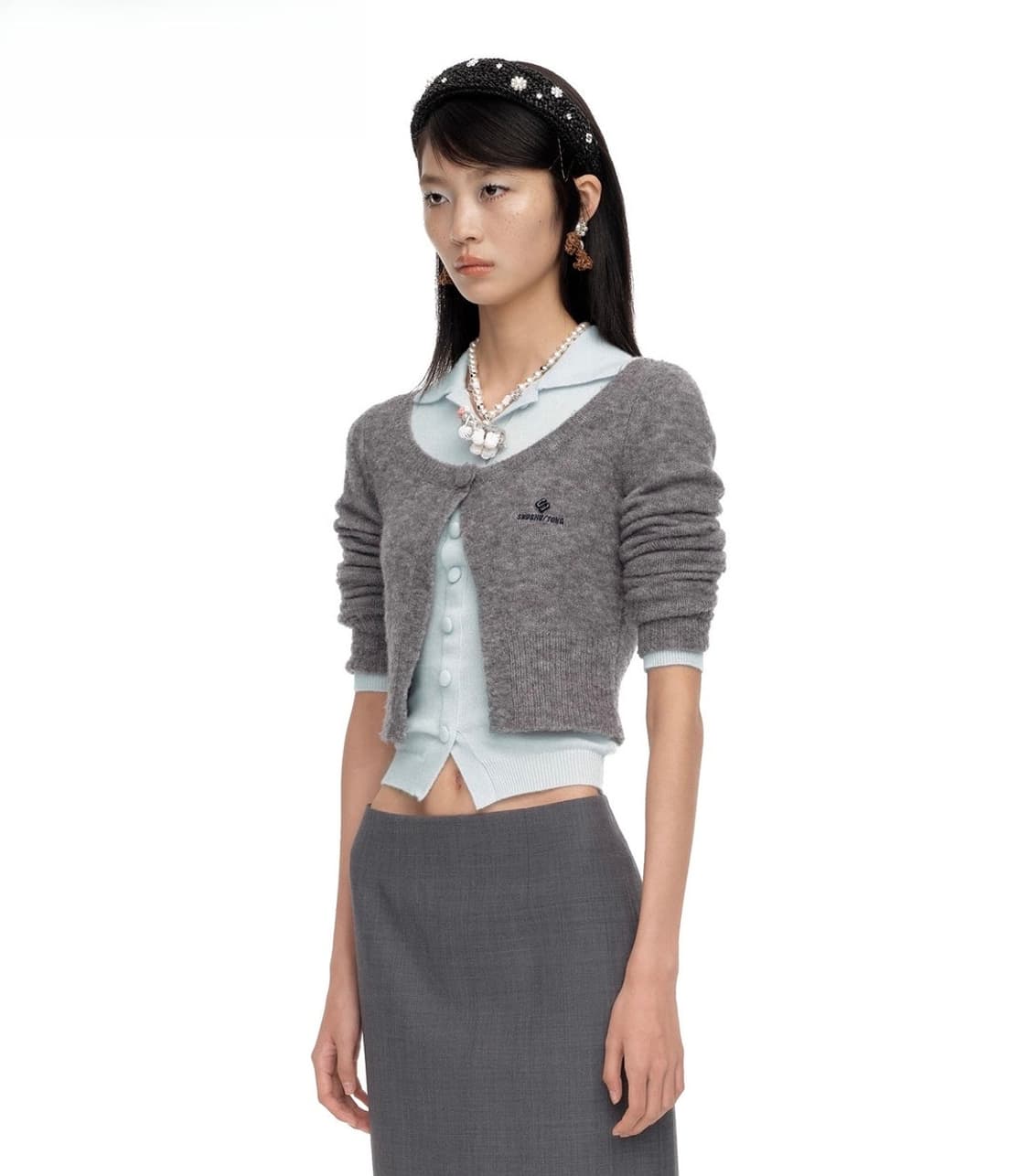 [8,10]슈슈통 25fw 원 버튼 가디건/그레이 상품이미지1