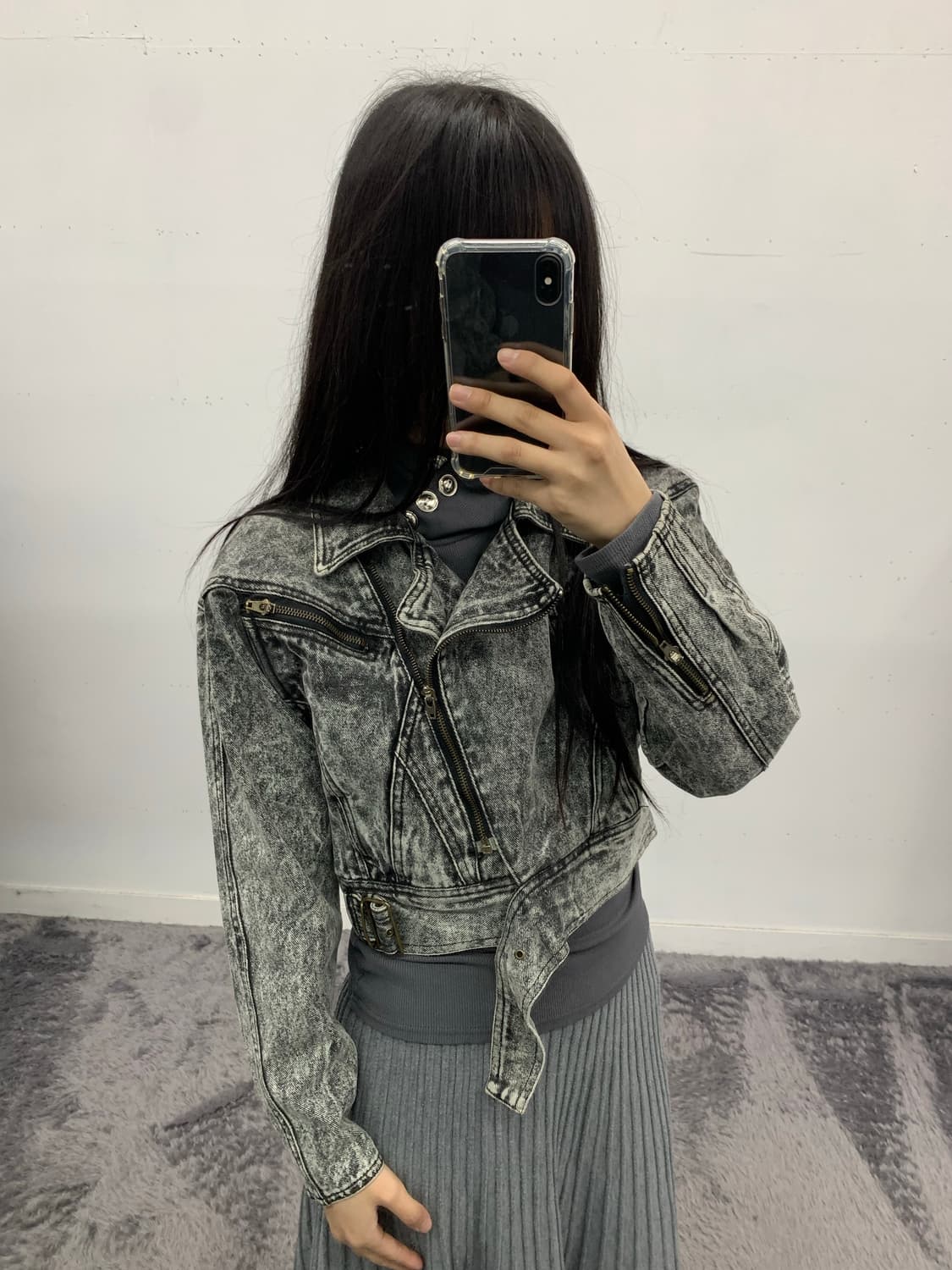 재패니즈 워싱 라이더 크롭 데님 자켓 상품이미지1