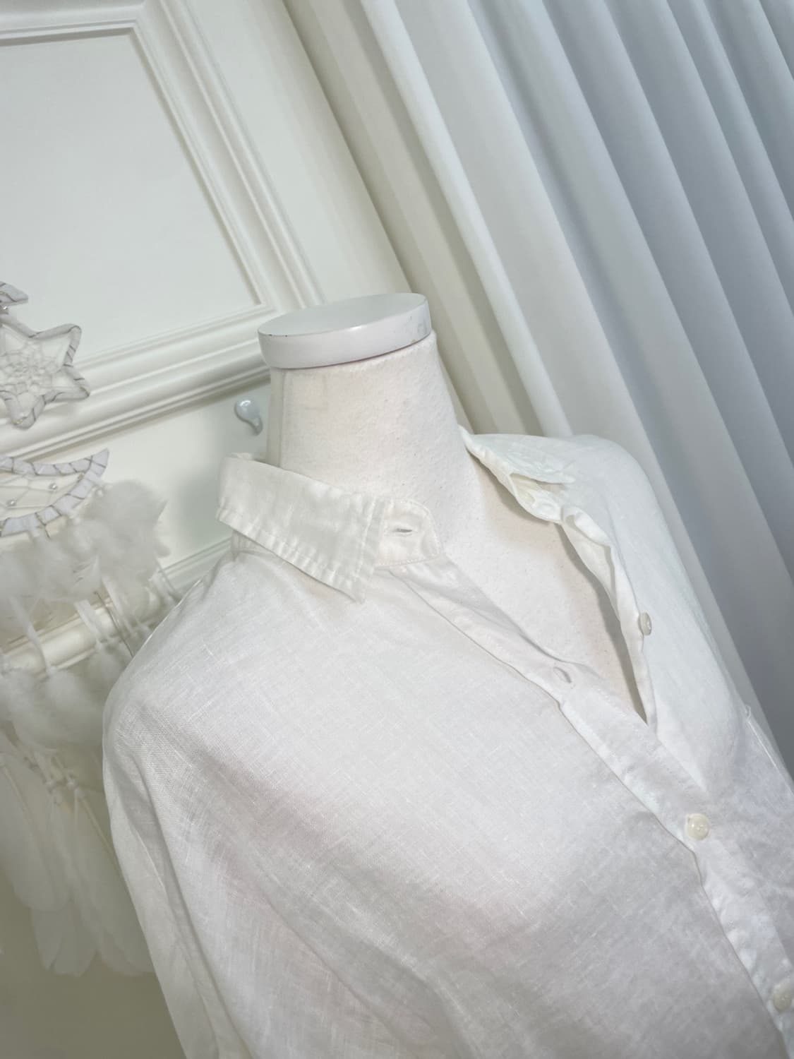 white linen basic pocket point shirt 상품이미지7