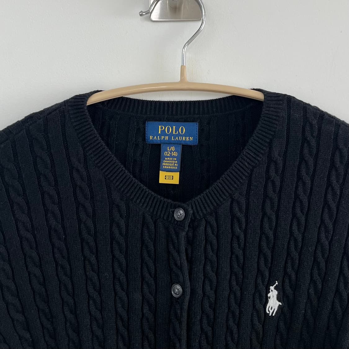 폴로 랄프로렌 신형 블랙 케이블 꽈배기 니트 가디건 상품이미지5