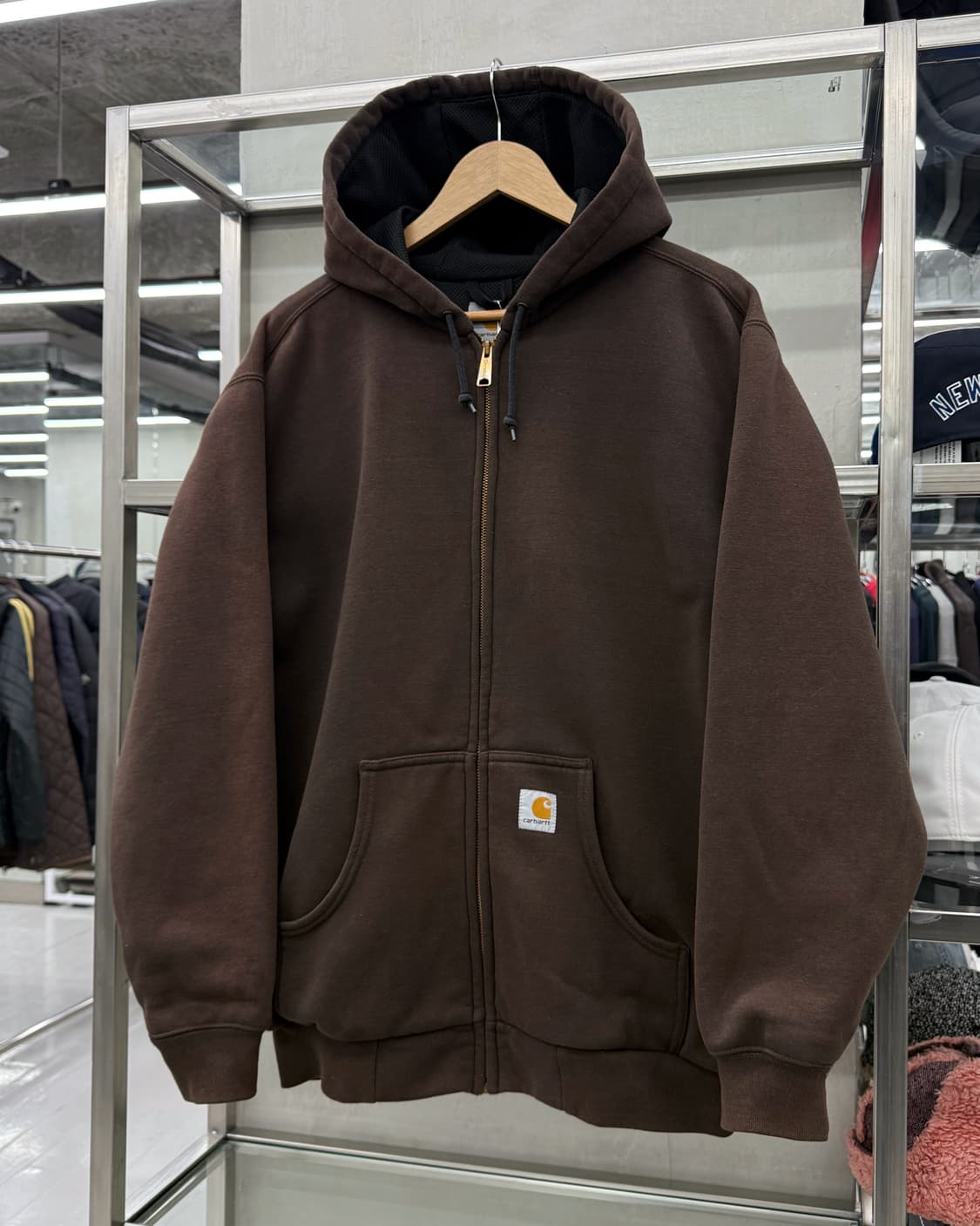 칼하트 00s 레인 디펜더 써멀 스뤳 후드집업 브라운 상품이미지2