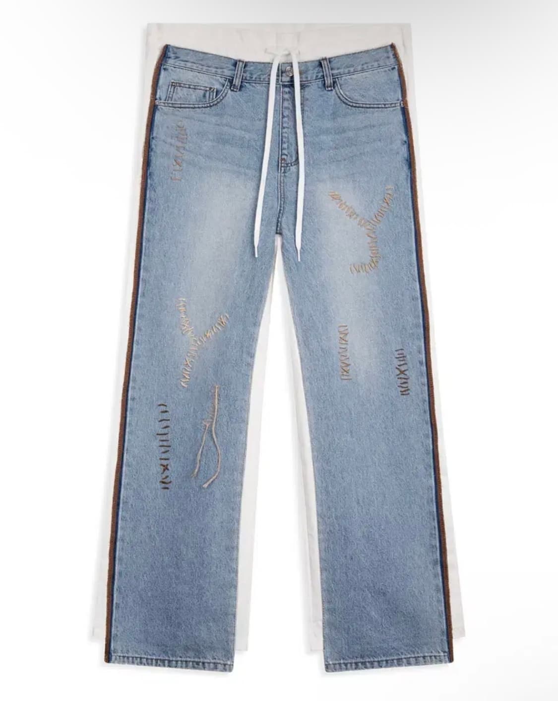 open yy 스티치 프론트 진 코튼 팬츠 상품이미지1