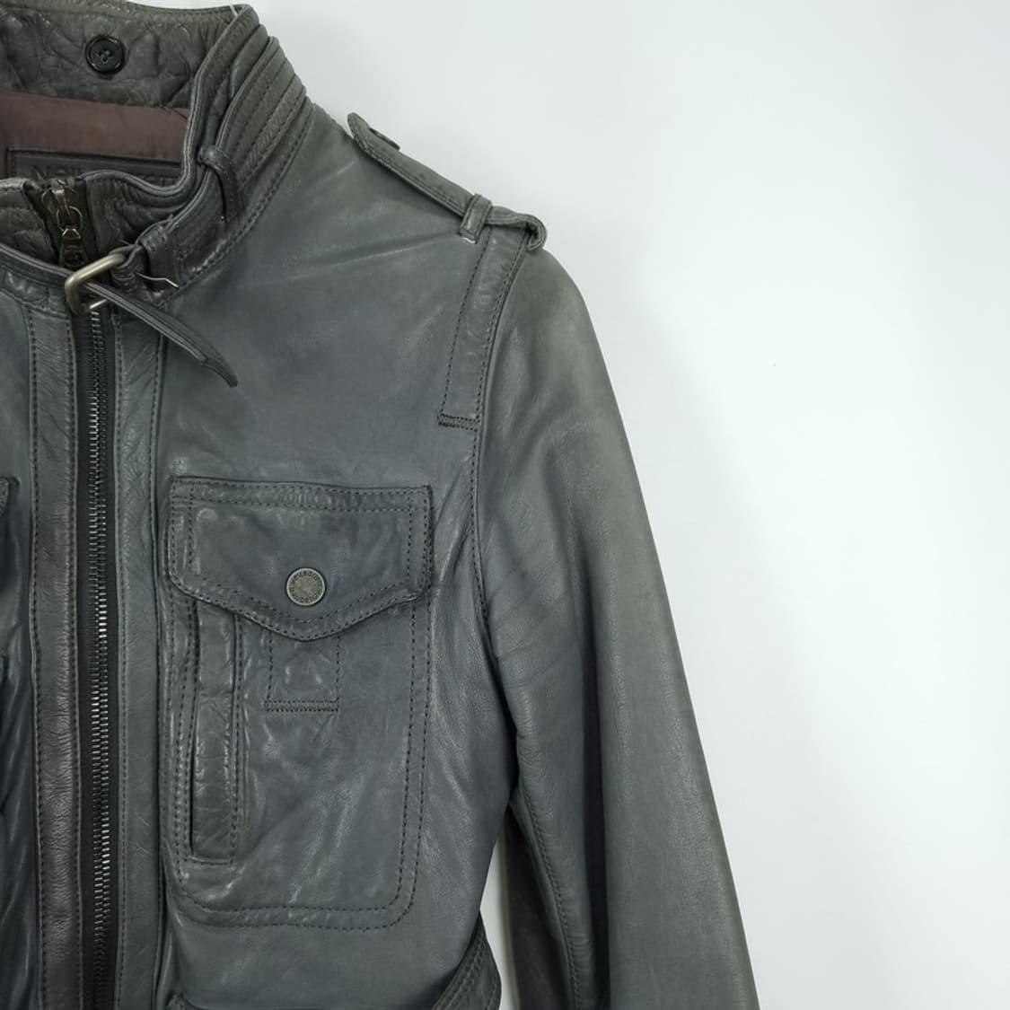 [닐바렛] 고딕 펑크 멀티 포켓 벨티드 슬림핏 레더 가죽자켓 P01399 상품이미지10