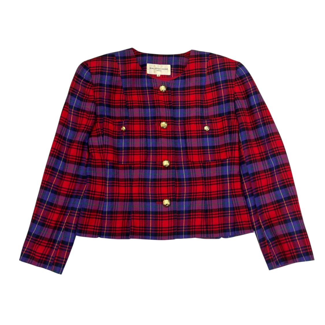 발렌시아가 논 칼라 체크 자켓 상품이미지1