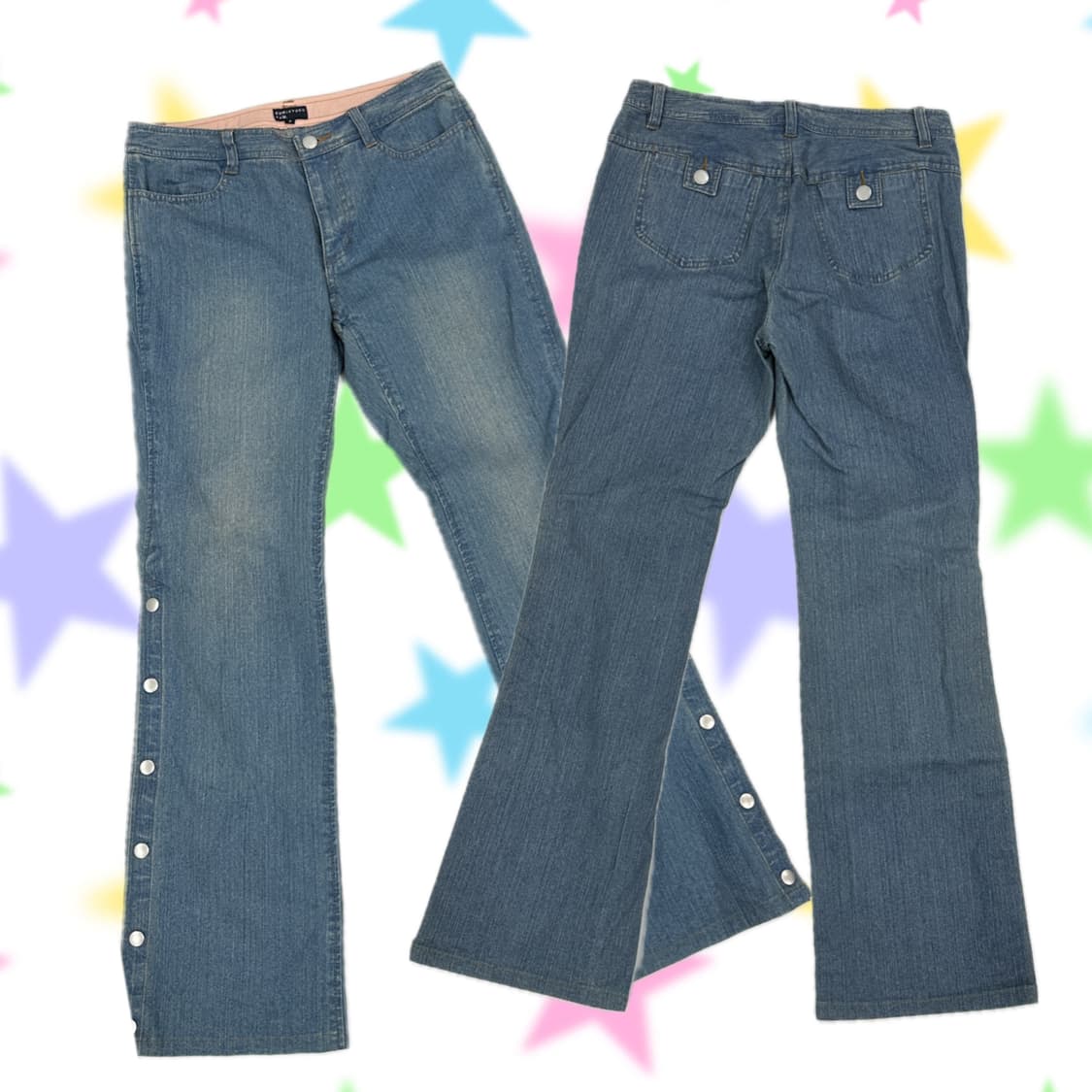 y2k 옆트임 워싱 사이드 버튼  펑크 보헤미안 갸루 데님 팬츠 상품이미지1