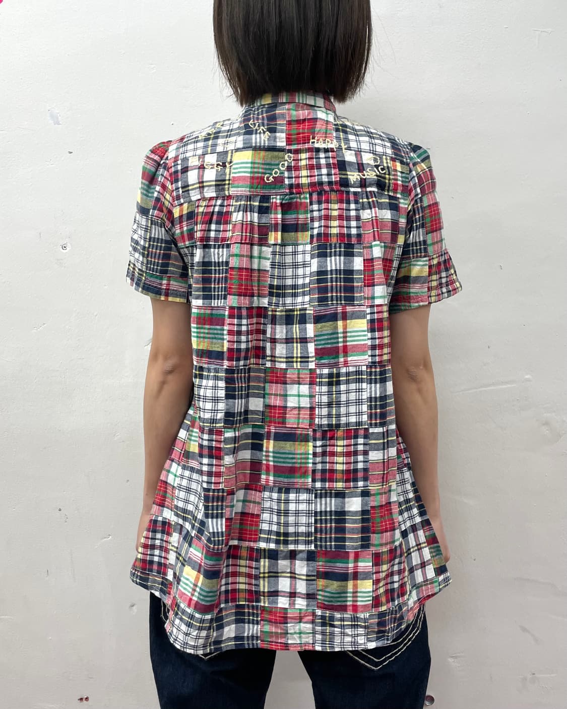  Patchwork Check Shoulder Dress 상품이미지3