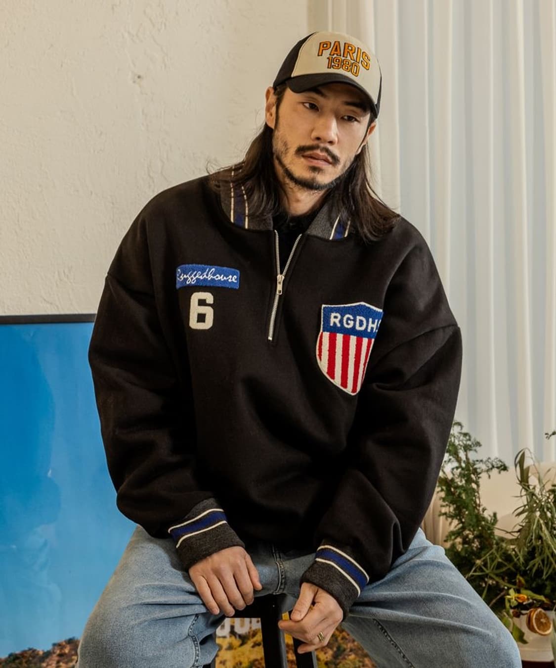 1) 새상품 러기드하우스 테이크 아머 카라 기모 반집업 블랙 상품이미지6