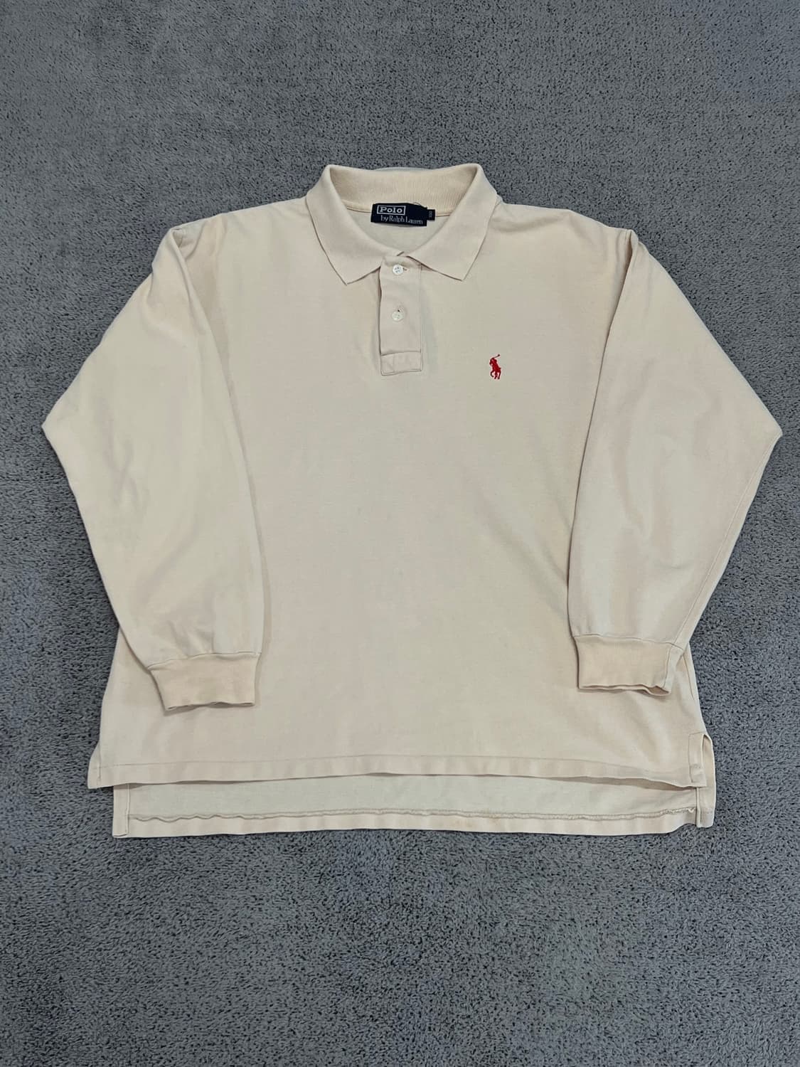 (100) 폴로랄프로렌 레드포니 베이지 긴팔 카라 티 상품이미지1