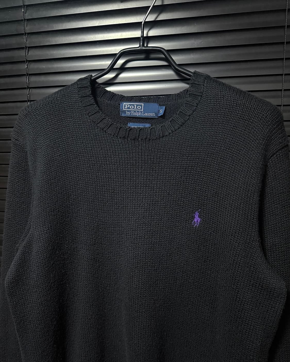 폴로 랄프로렌 블랙 니트 스웨터 면 코튼 보라색 여자 여성 S 90 검정 상품이미지1