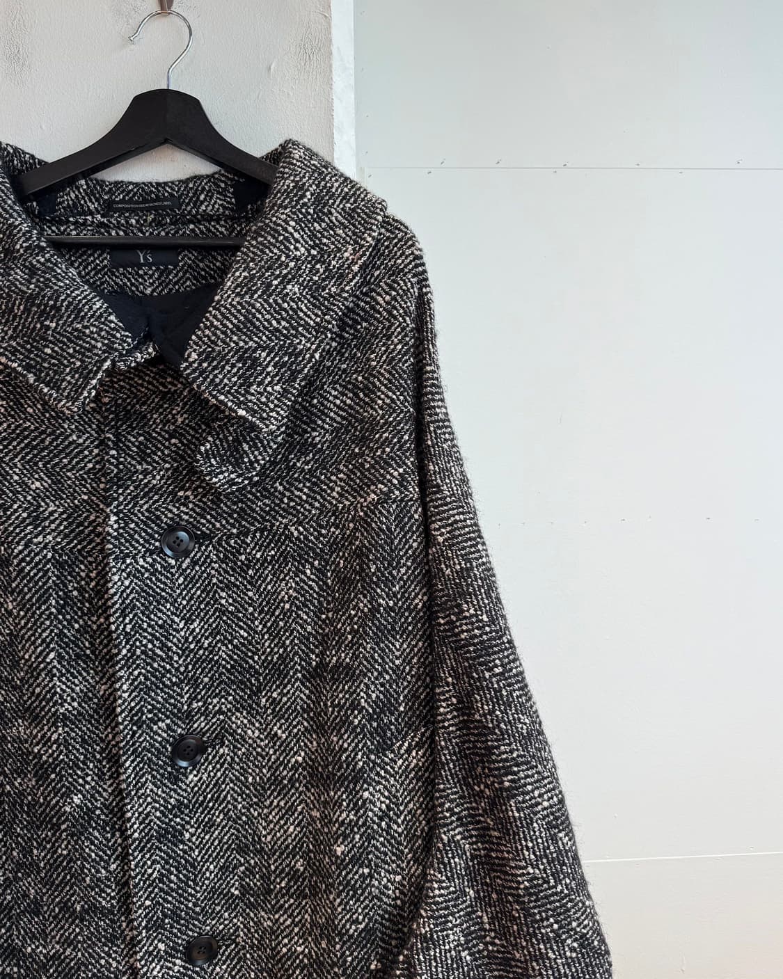 y’s 슬러브 얀 헤링본 미들 울 케이프 코트 상품이미지5