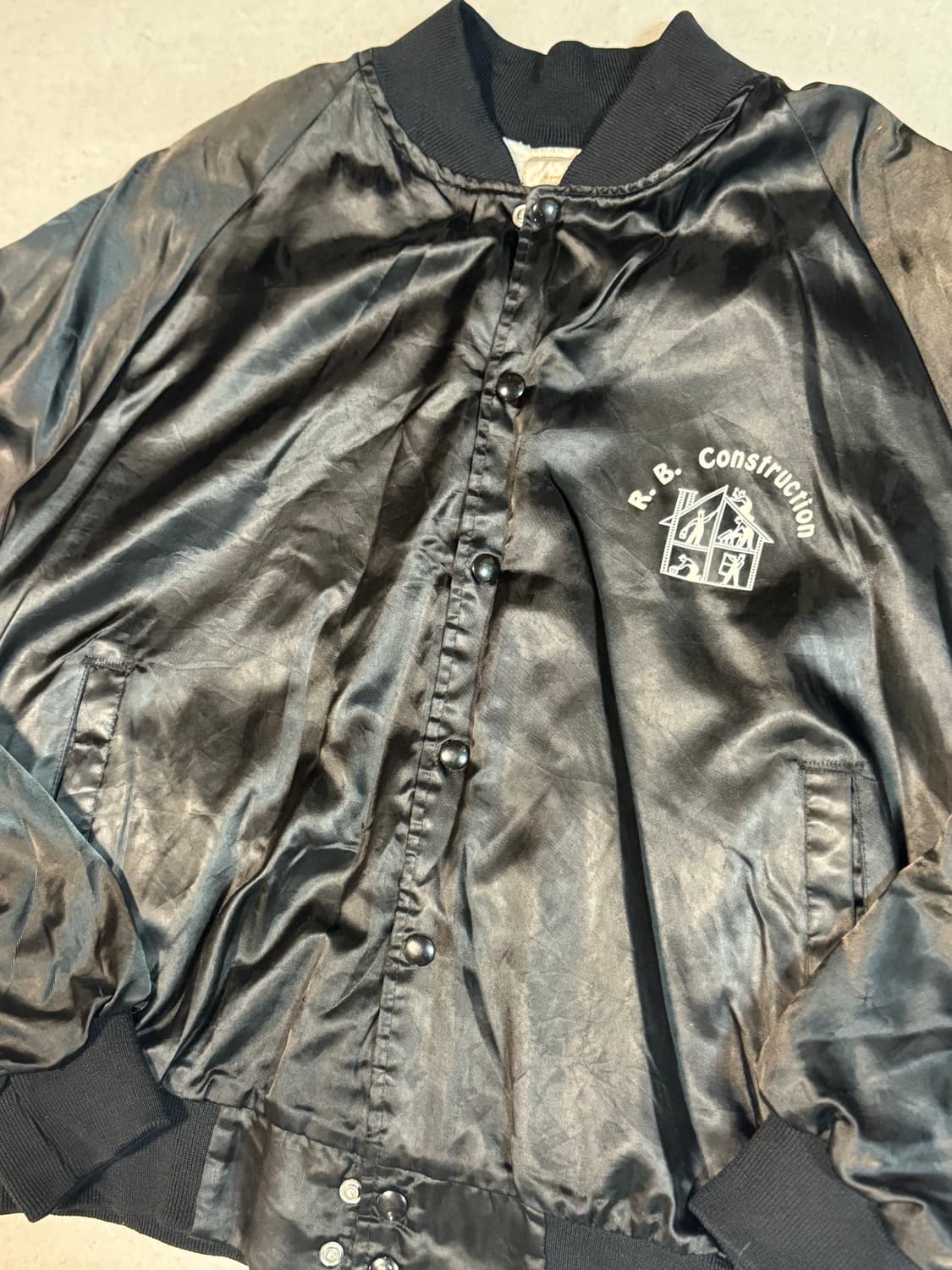 90s auburn made in usa 사틴 봄버 바람막이 자켓 상품이미지3