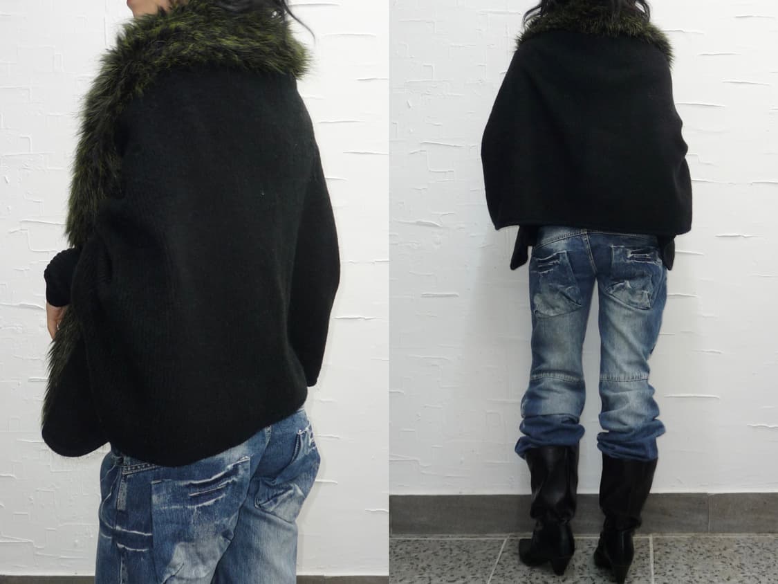 Khaki fur cape 상품이미지3