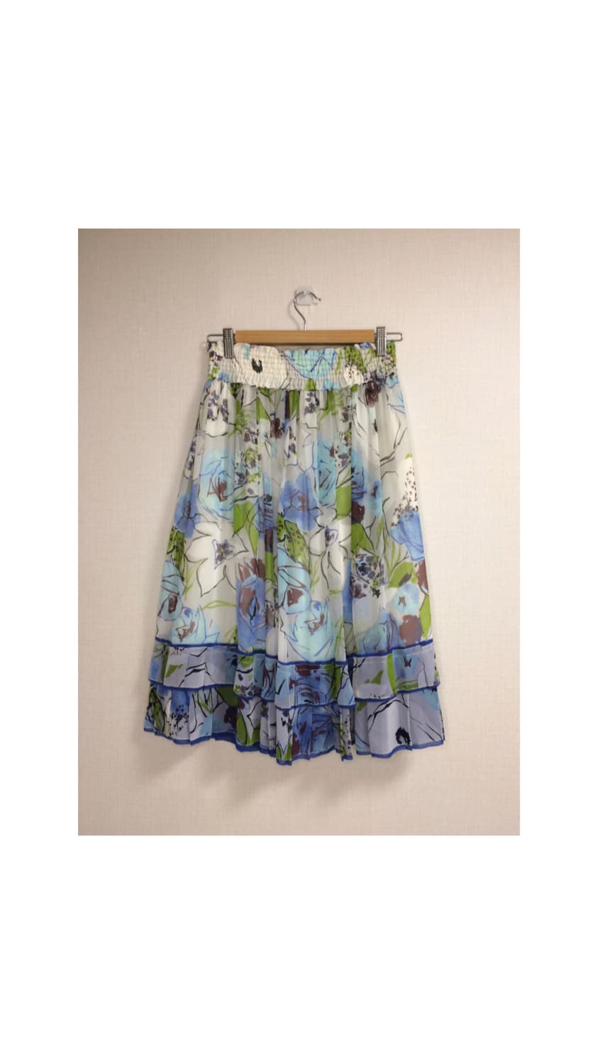 빈티지 플라워 쉬폰 프릴 미디 스커트 상품이미지4