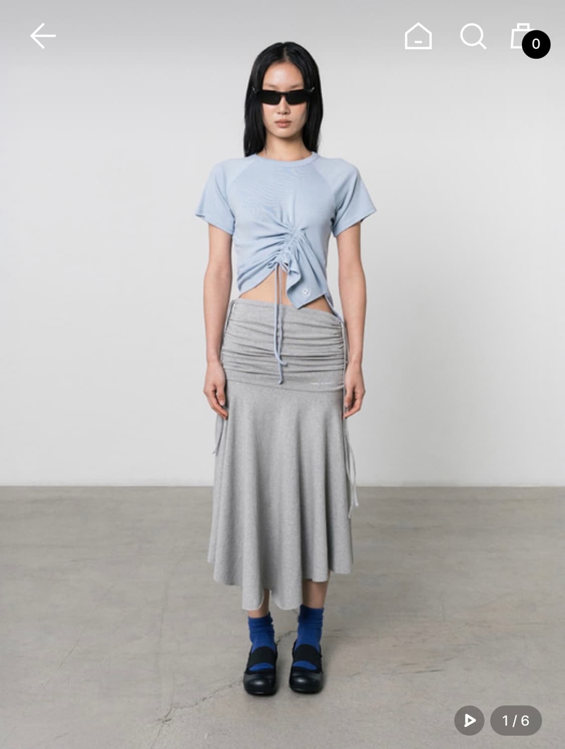 쓰리투에이티 셔링 언발 저지 스커트(그레이) 상품이미지1