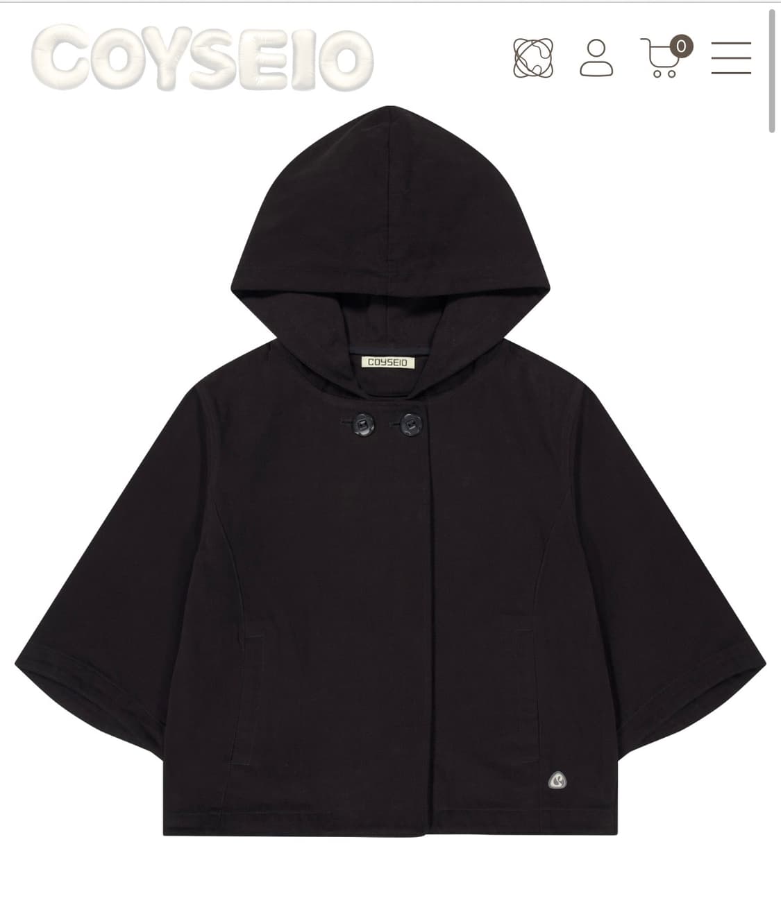 코이세이오HOODED CAPRI JACKET BLACK 상품이미지1