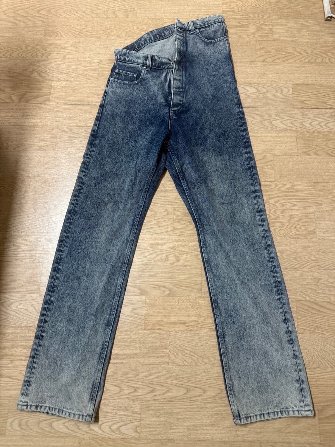 와이프로젝트 비대칭 데님진 아이스블루 상품이미지1