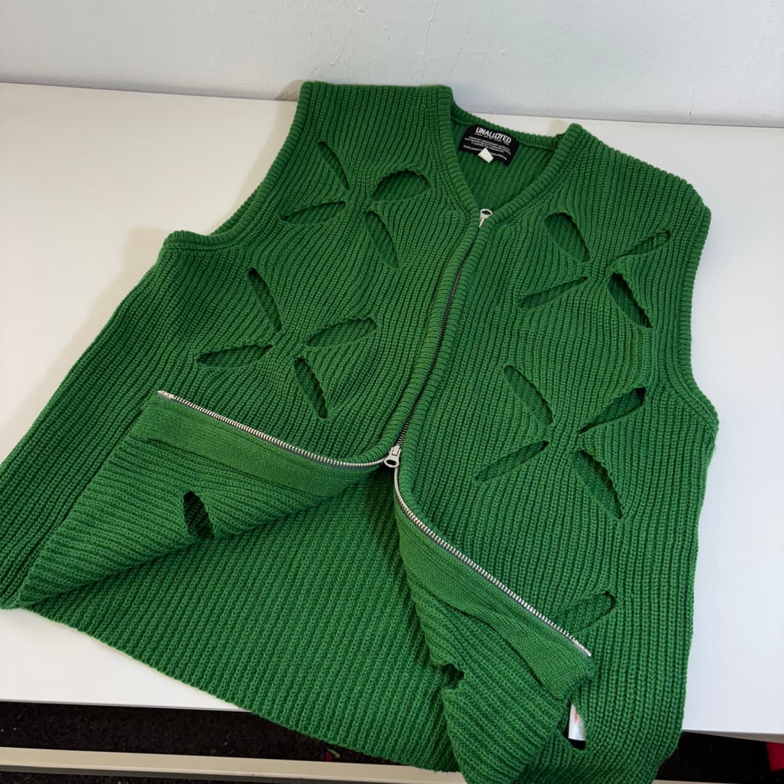 S 95 어널로이드 그린 클로버 니트 조끼 집업 상품이미지2