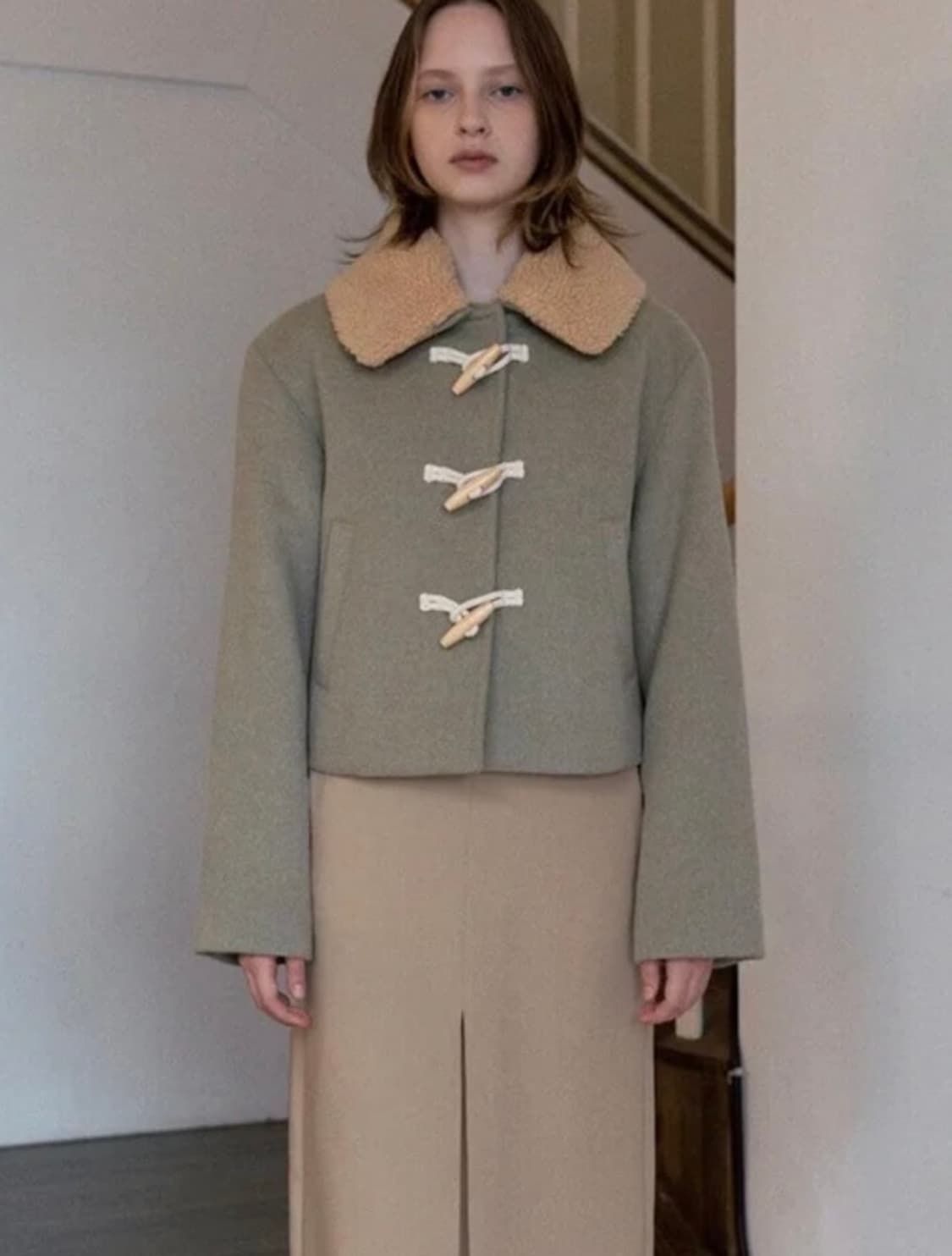 시눈 숏 시어링 더플코트 상품이미지1