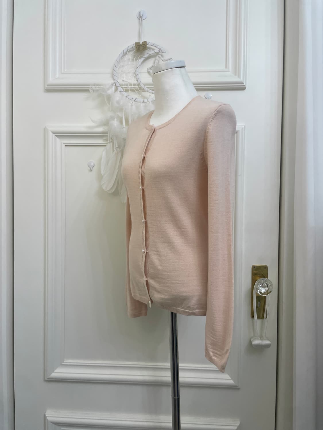 lovely pink pearl button basic cardigan 상품이미지2