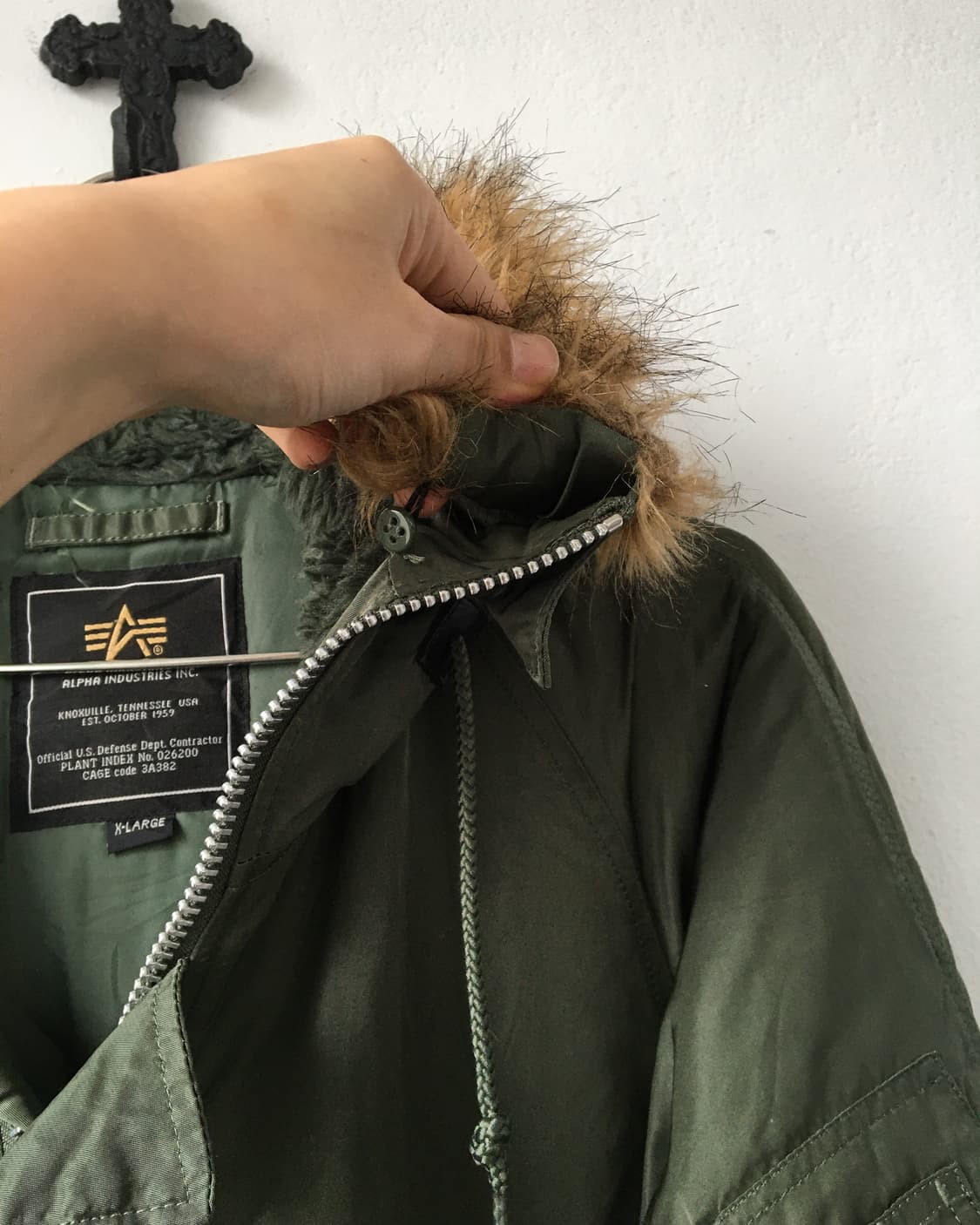 Alpha industries fake fur hood khaki jum 상품이미지5