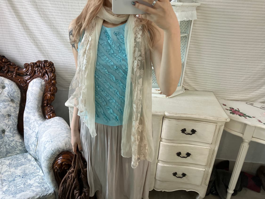 빈티지 민트 프릴 나시 상품이미지4