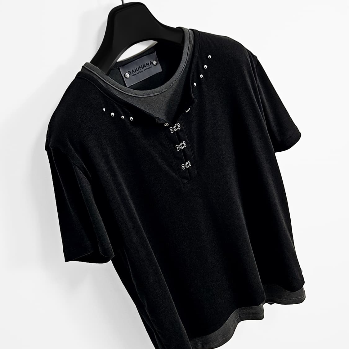 Koga 이브 레이어드 헨리넥 하프 슬리브 (black) 상품이미지3