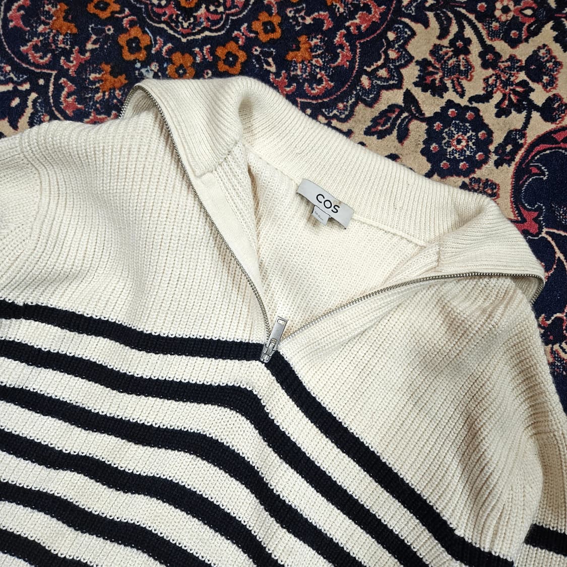 코스(COS) 울 혼방 스트라이프 니트 하프집업  상품이미지4