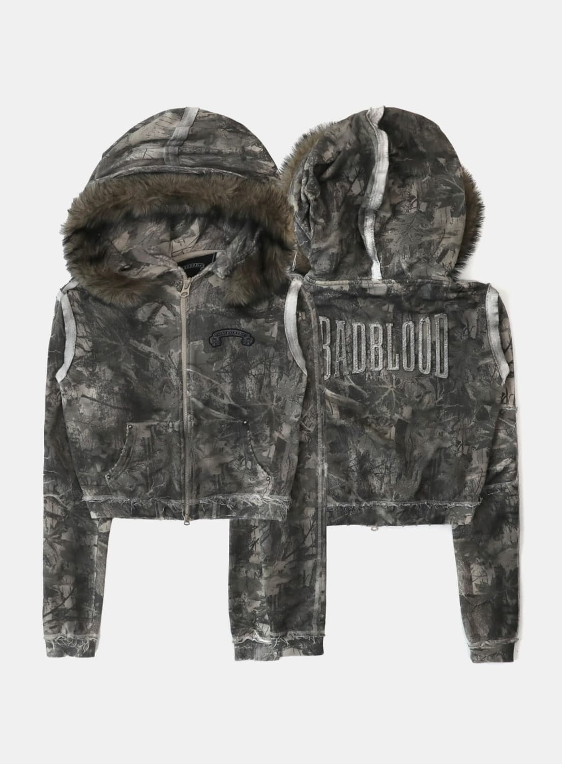 배드블러드 퍼 후드 집업 상품이미지1