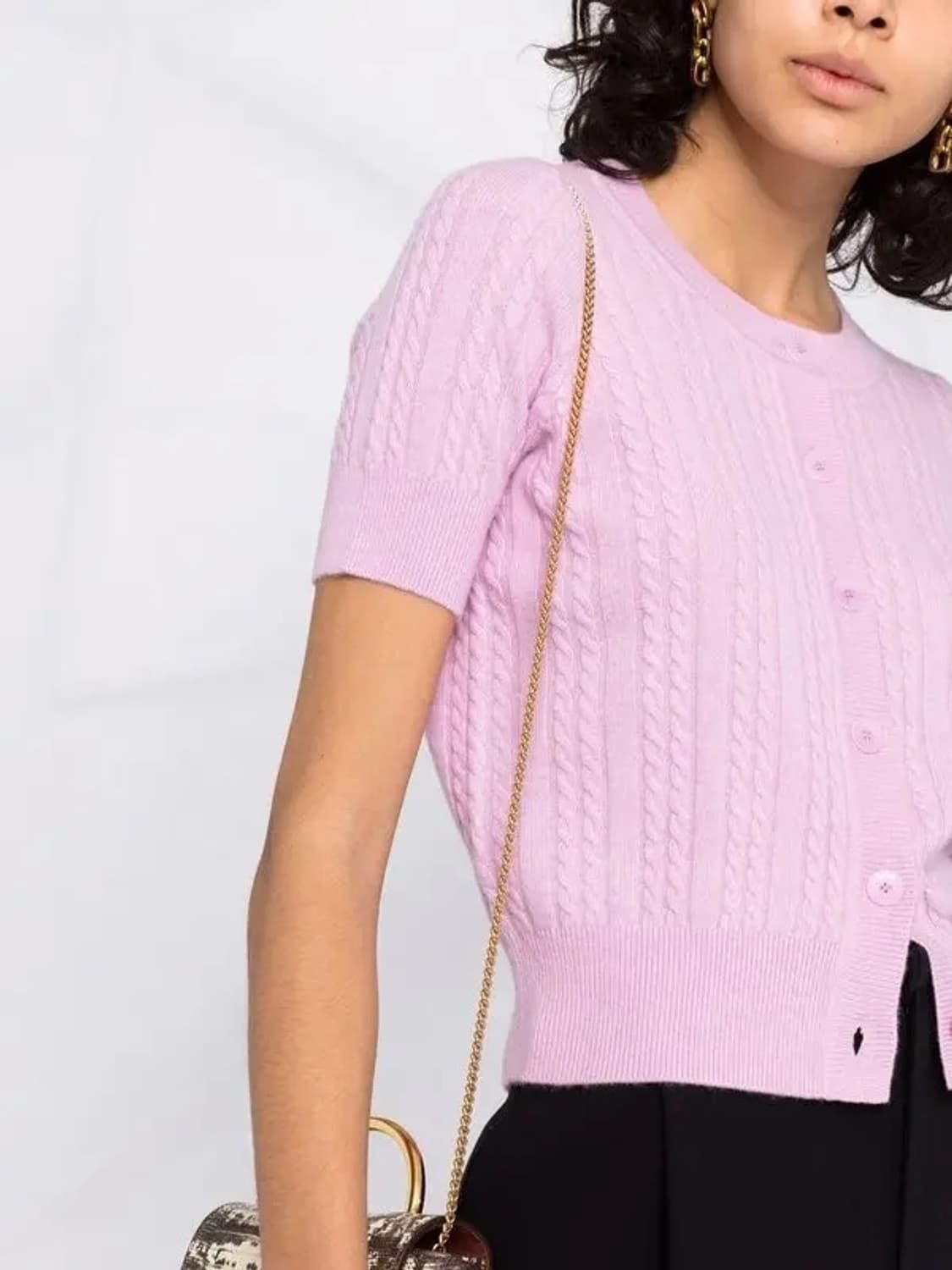 산드로 핑크 케이블 니트 가디건 상품이미지2