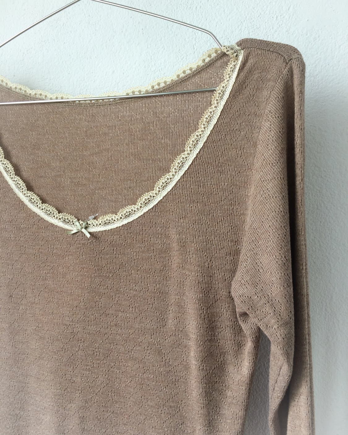 Ribbon lace trimming knit sleeve 상품이미지4