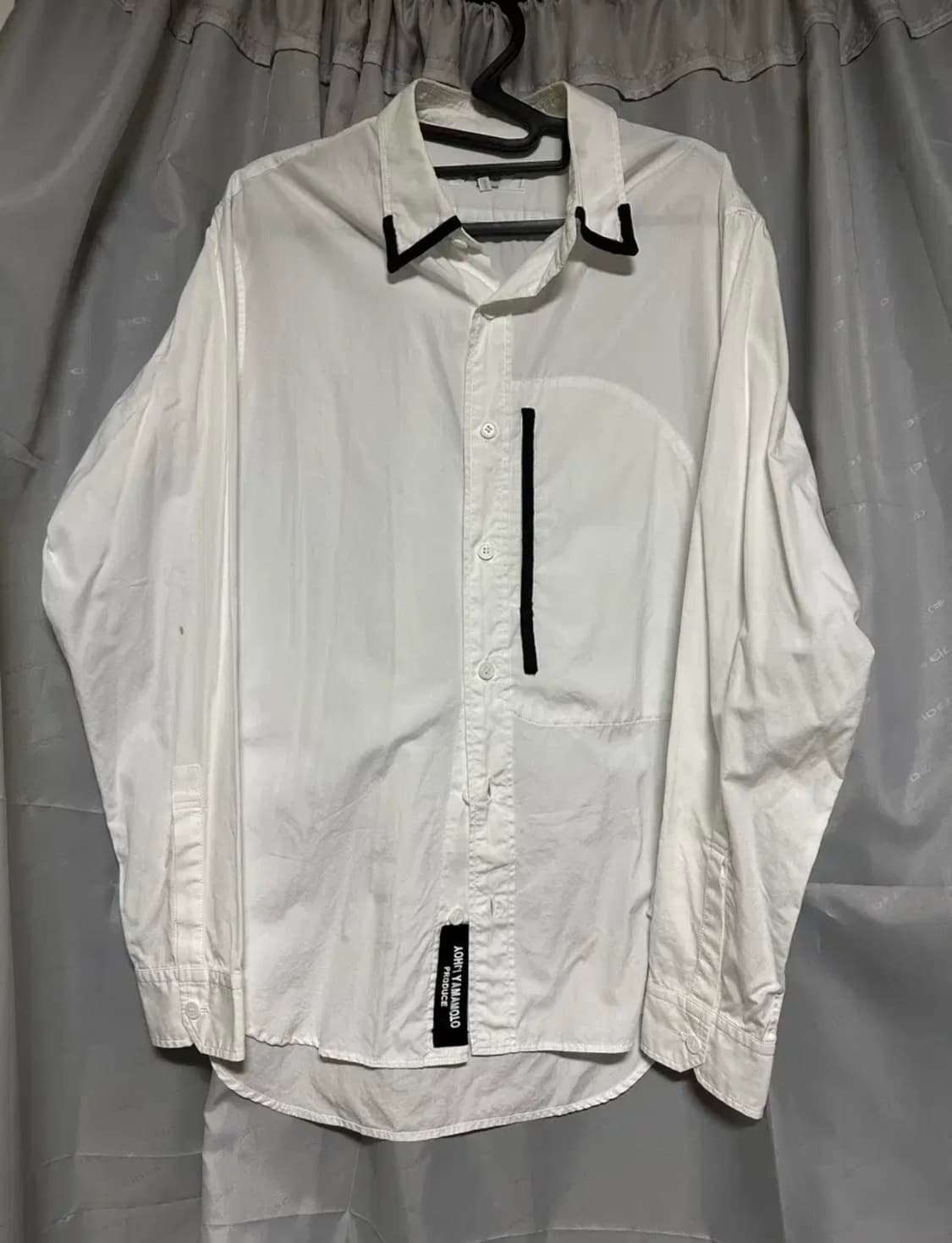 요지야마모토 푸르옴므 테이프배색 셔츠 화이트 상품이미지1