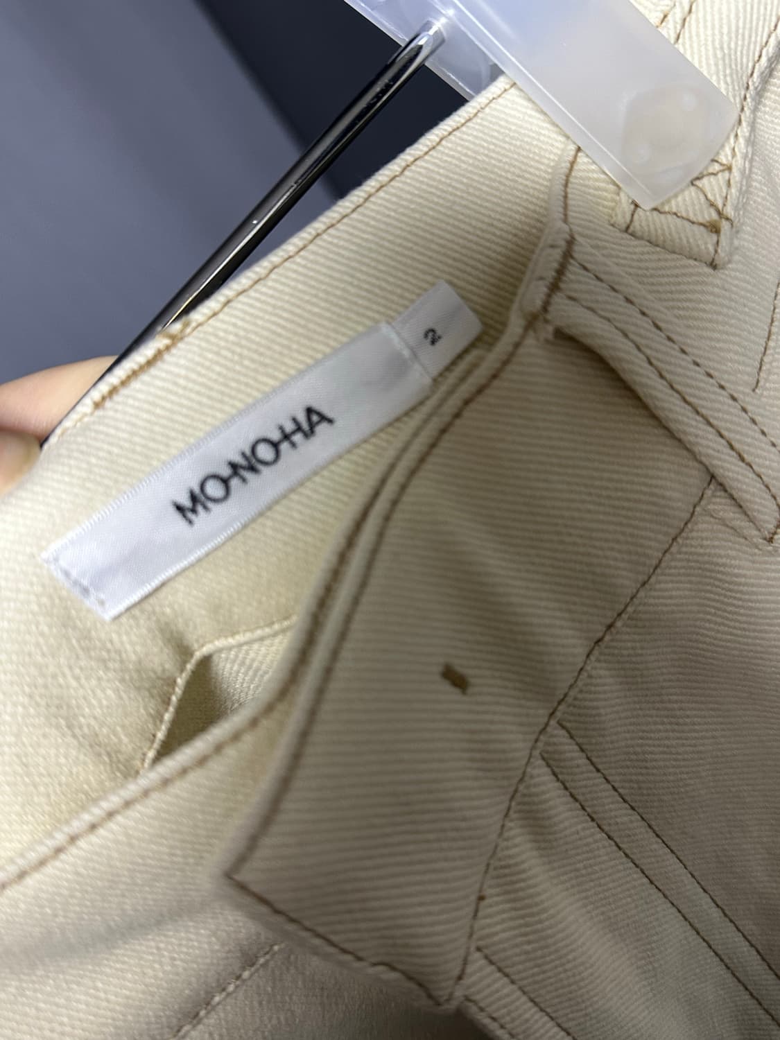 모노하 코튼커브팬츠 아이보리색상 상품이미지6