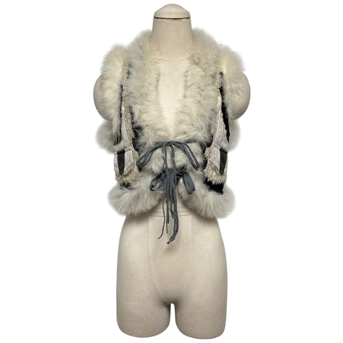 3749 아이보리 안감퍼 크롭 퍼조끼 퍼베스트 상품이미지1