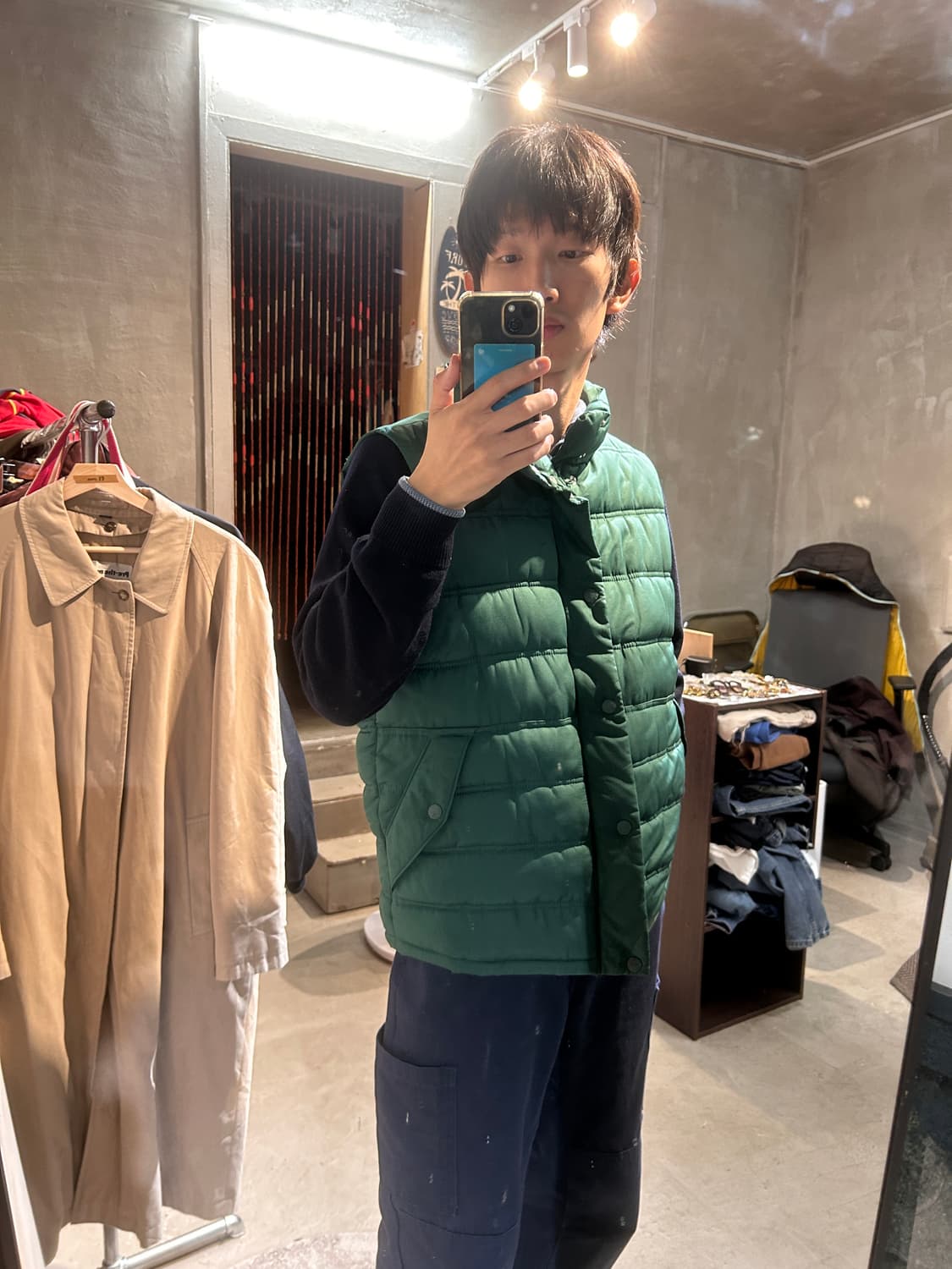 90s올드갭 패딩 베스트 빈티지그린 상품이미지2