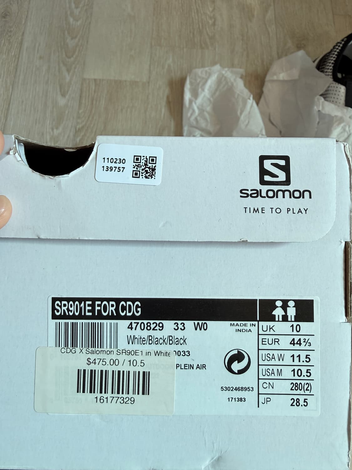 살로몬 x 꼼데가르송 옴므 플러스 SR901E 화이트 블랙 상품이미지3