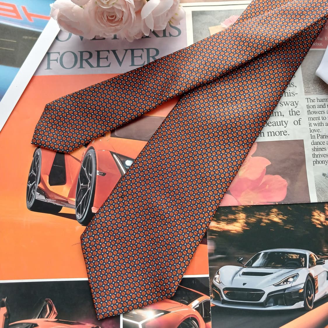 보기 실크 오렌지 자카드 넥타이 9.6cm A+등급 A18665
 상품이미지2