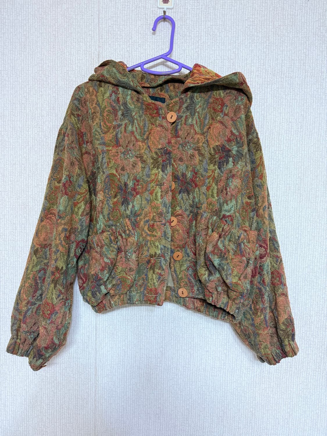 플라워패턴 빈티지 크롭 후드 상품이미지1