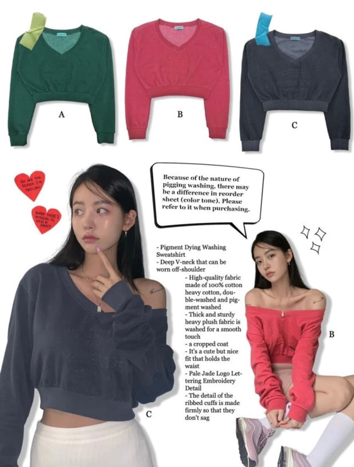 페일제이드 크롭 피그먼트 맨투맨 차콜 상품이미지3