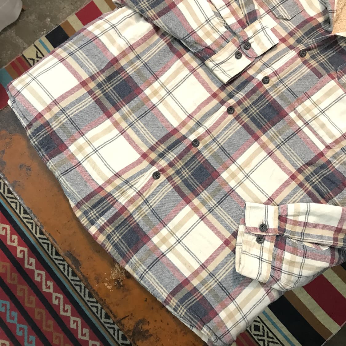 랭글러 아이버리 플란넬 체크 양털 셰르파 자켓 남성 120 빅사이즈 상품이미지3