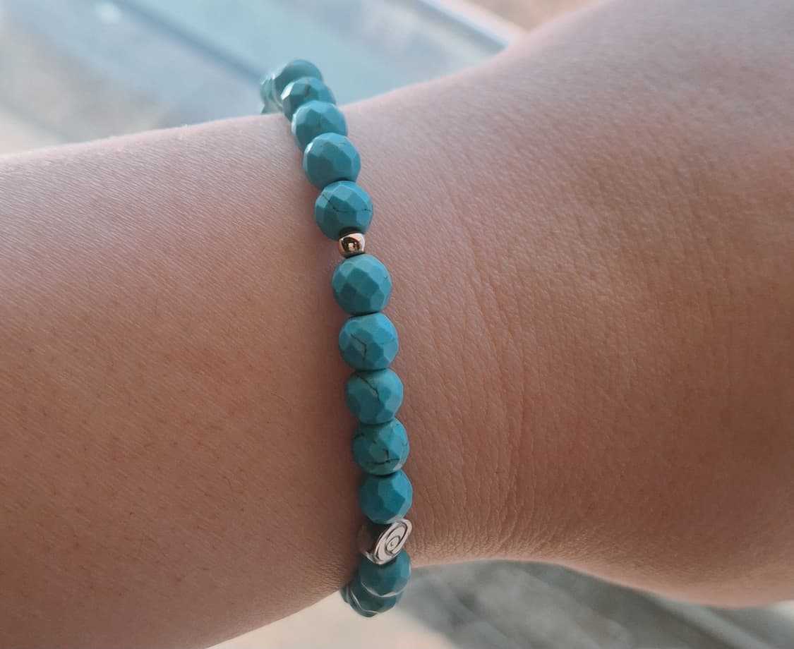 천연 터키석 & 14K 골드필드 원석 팔찌 (장미포인트) 상품이미지5