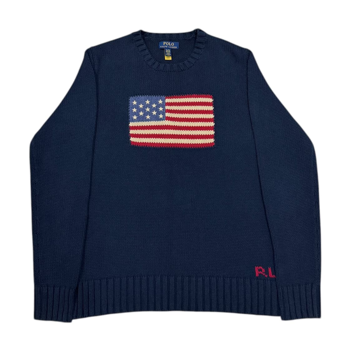 폴로 랄프로렌 QR 성조기 니트 네이비 XL 상품이미지1