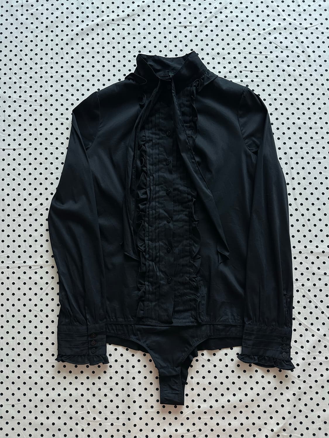 베네통 블라우스 바디수트 블랙 고딕 펑크 상품이미지2