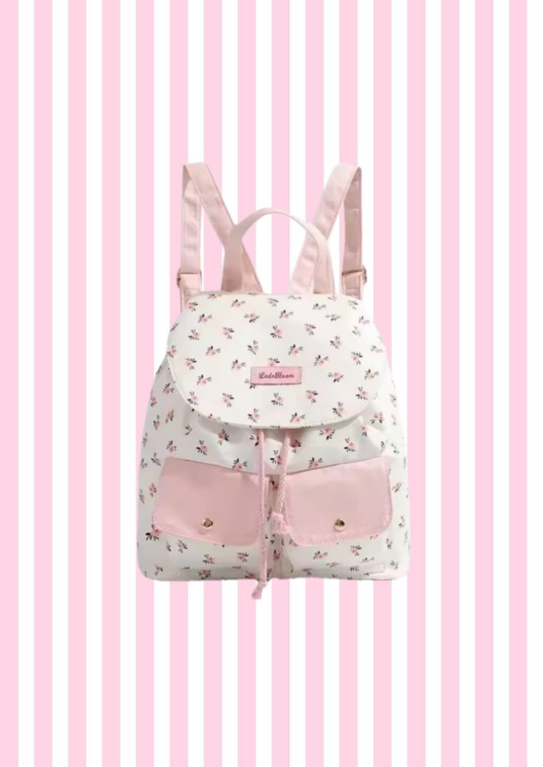 모리걸 하구미 잔꽃무늬 플로럴 핑크 딸기우유 백팩 가방 상품이미지1
