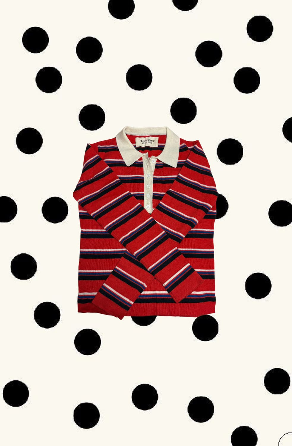 Stripe Knit PK shirt(Red) 상품이미지2