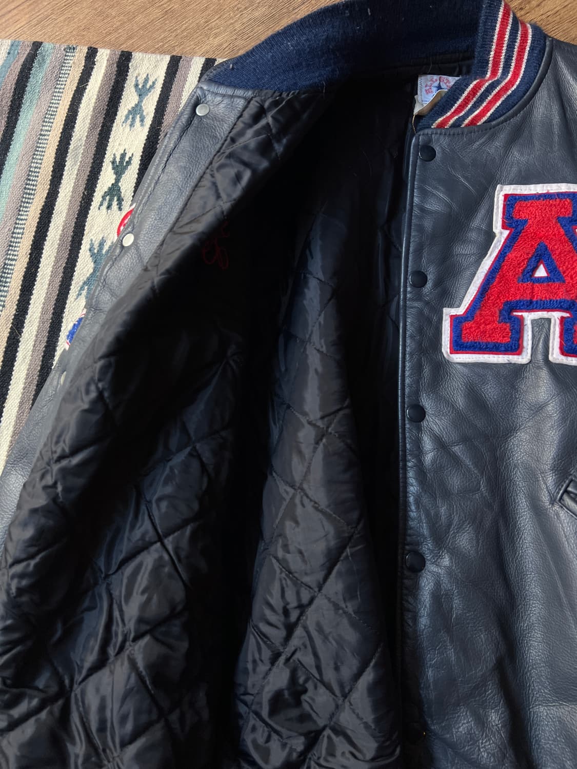 [L]90's Made in USA 올스타 리얼레더 바시티 자켓 상품이미지7