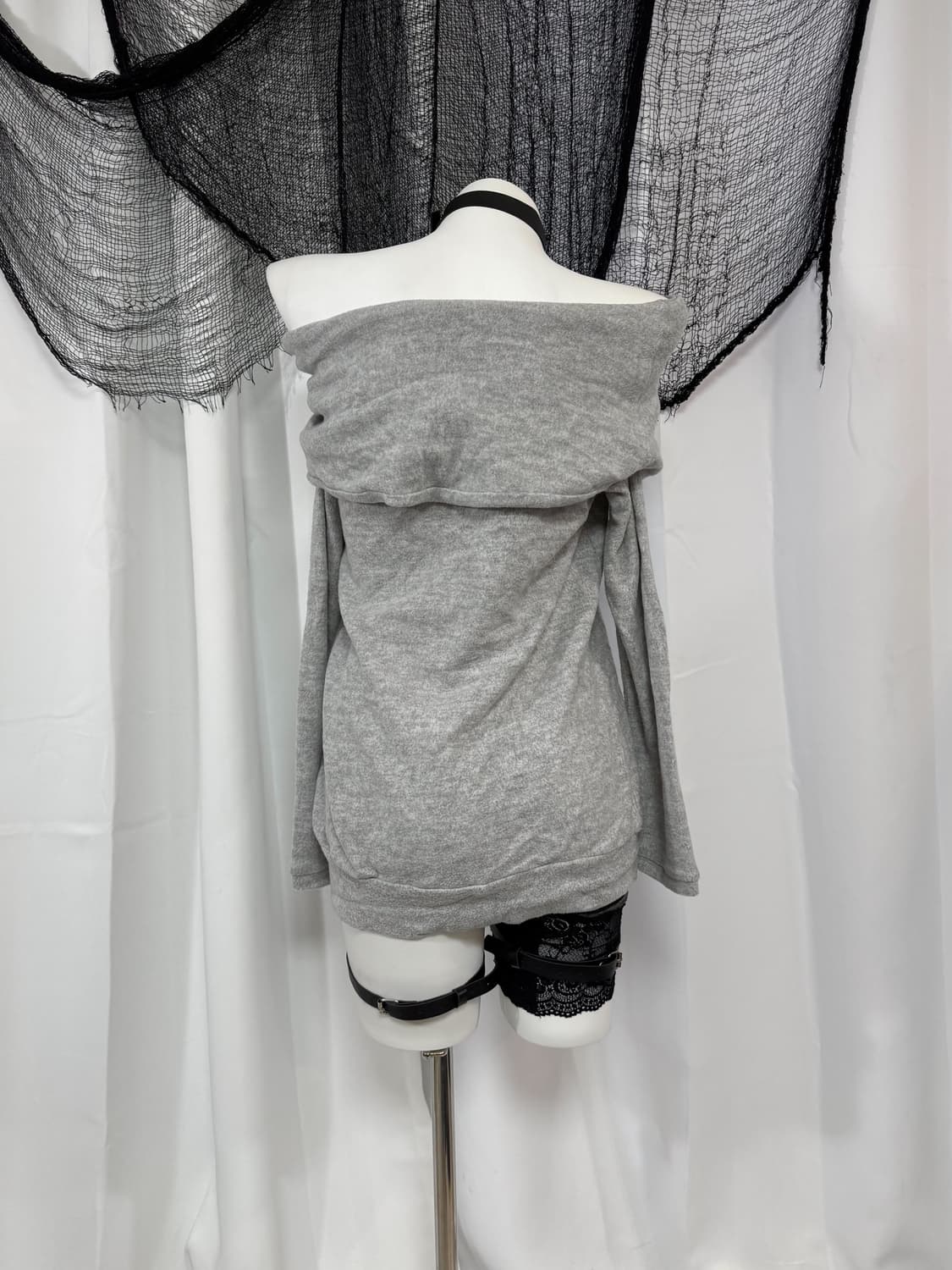 gray off shoulder knit 상품이미지4